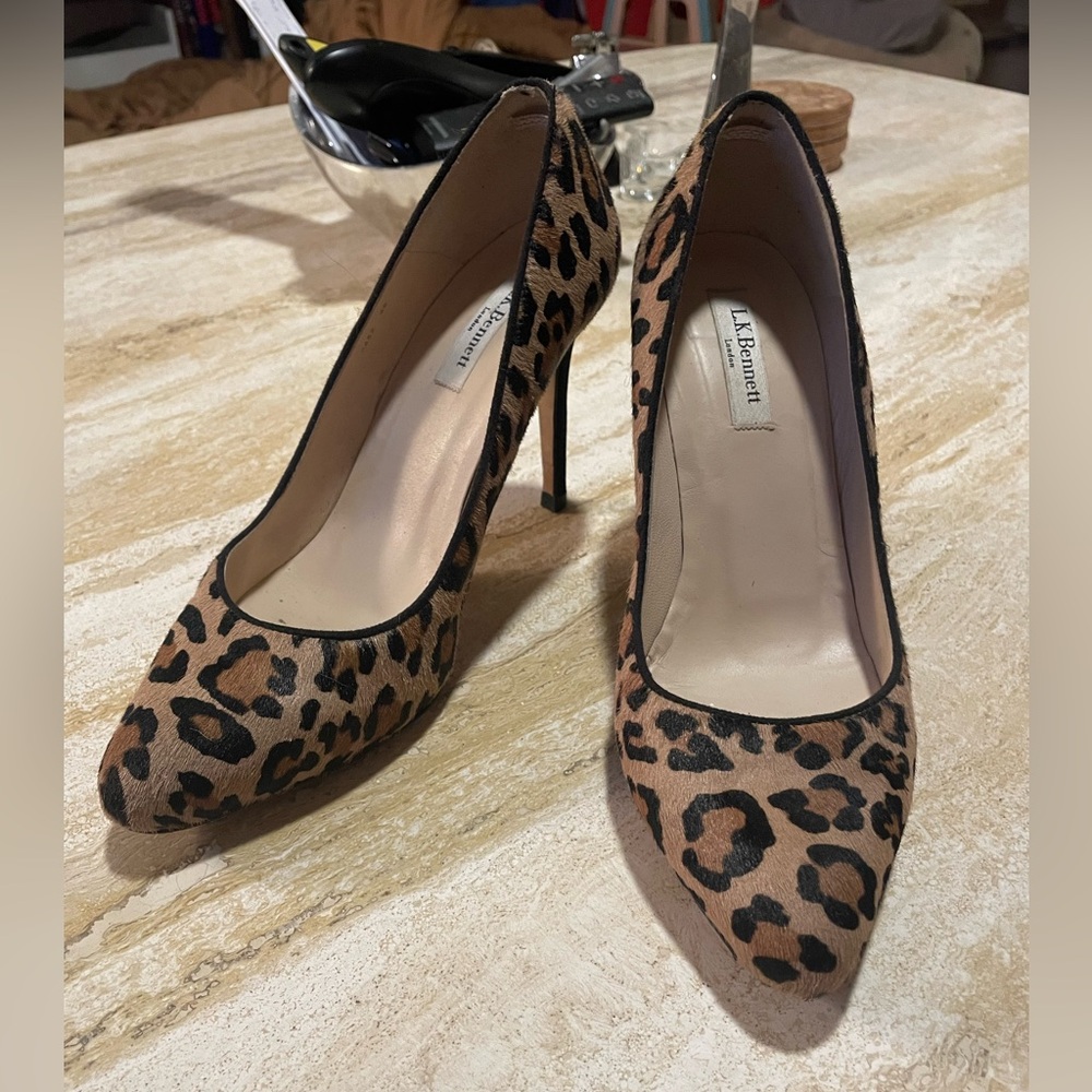 L.K. Bennett Leopard Print Hazel Suede Court Heels
